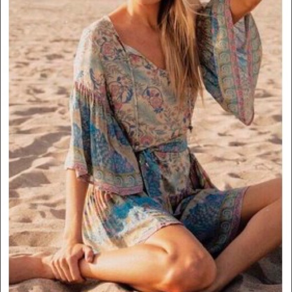 Opal Wide Sleeve Boho DRESS Oasis Blue NEW - Picture 4 of 5